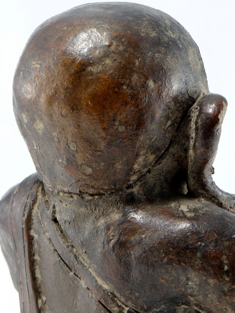 China, Circa 1900 Or Earlier, Putaï Or Opulent Buddha, Modeled In Terracotta.-photo-3