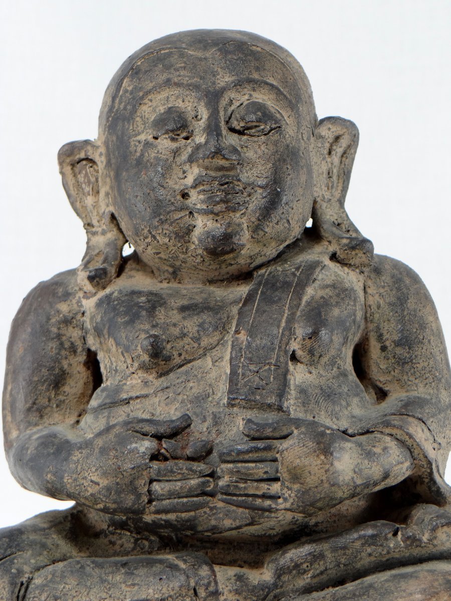 China, Circa 1900 Or Earlier, Putaï Or Opulent Buddha, Modeled In Terracotta.-photo-4