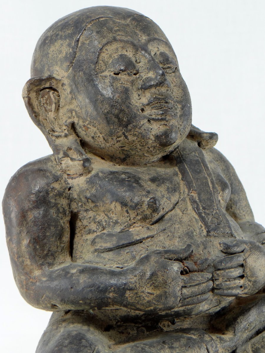 China, Circa 1900 Or Earlier, Putaï Or Opulent Buddha, Modeled In Terracotta.-photo-5