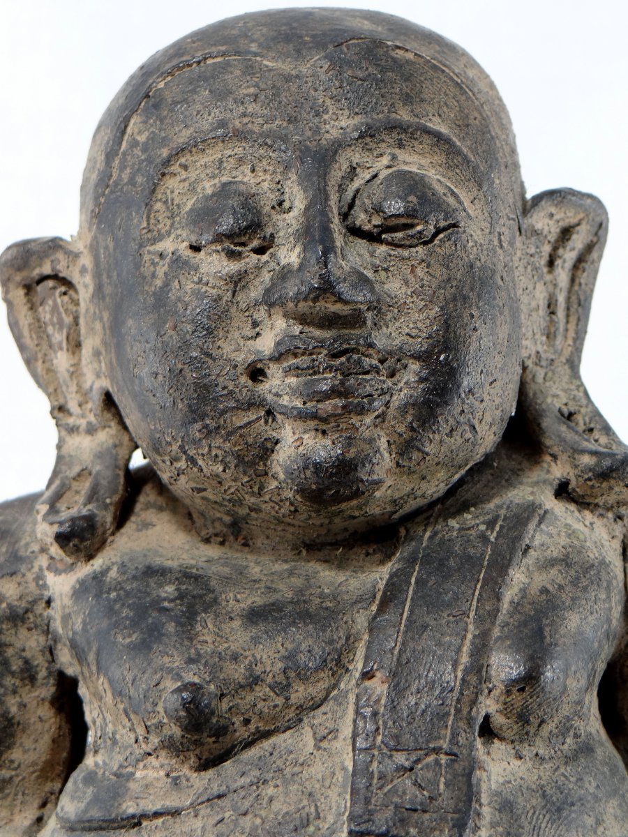 China, Circa 1900 Or Earlier, Putaï Or Opulent Buddha, Modeled In Terracotta.