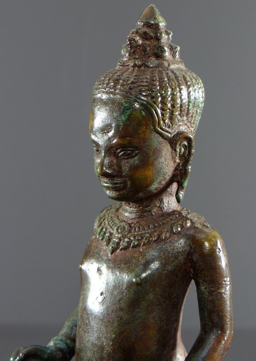 Cambodge, Peuple Khmer, Fin Du XIXème Siècle, Statue De Vishnu (vishnou) En Bronze.-photo-2