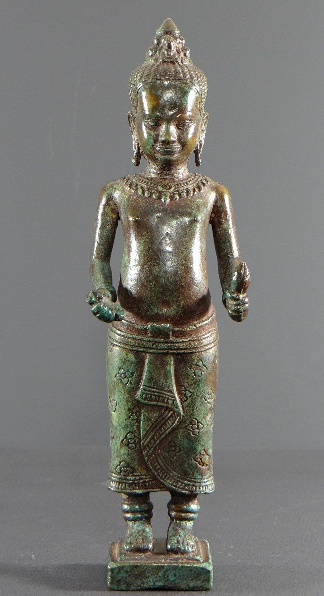 Cambodge, Peuple Khmer, Fin Du XIXème Siècle, Statue De Vishnu (vishnou) En Bronze.-photo-3