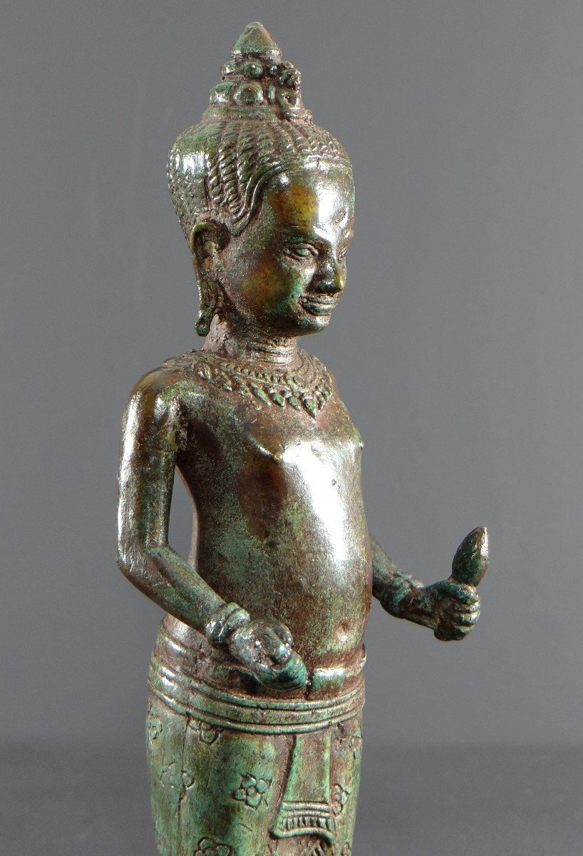 Cambodge, Peuple Khmer, Fin Du XIXème Siècle, Statue De Vishnu (vishnou) En Bronze.-photo-4