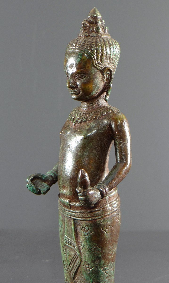 Cambodge, Peuple Khmer, Fin Du XIXème Siècle, Statue De Vishnu (vishnou) En Bronze.-photo-2