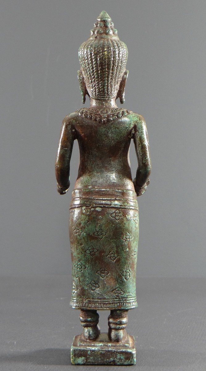 Cambodge, Peuple Khmer, Fin Du XIXème Siècle, Statue De Vishnu (vishnou) En Bronze.-photo-3