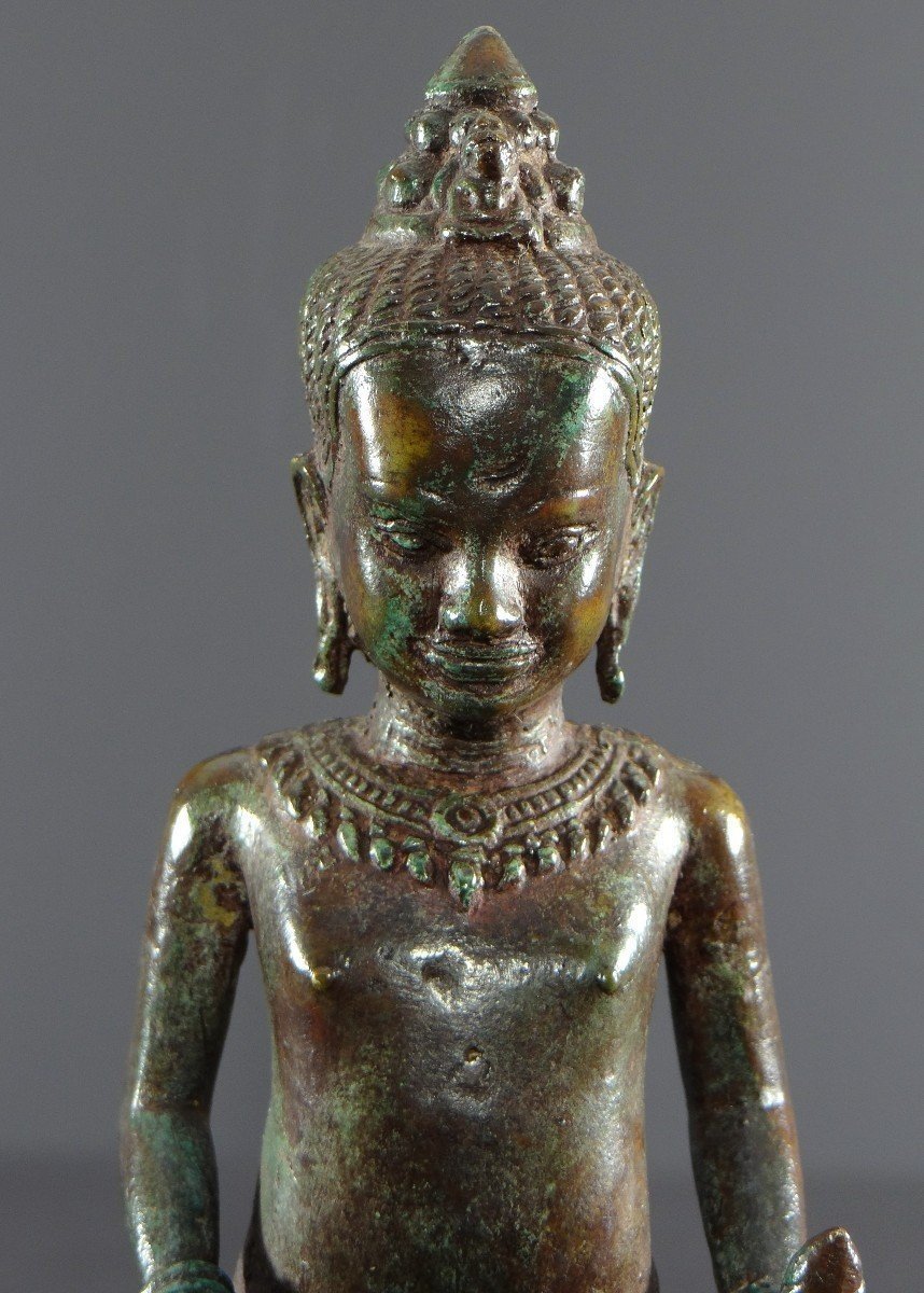 Cambodge, Peuple Khmer, Fin Du XIXème Siècle, Statue De Vishnu (vishnou) En Bronze.-photo-4