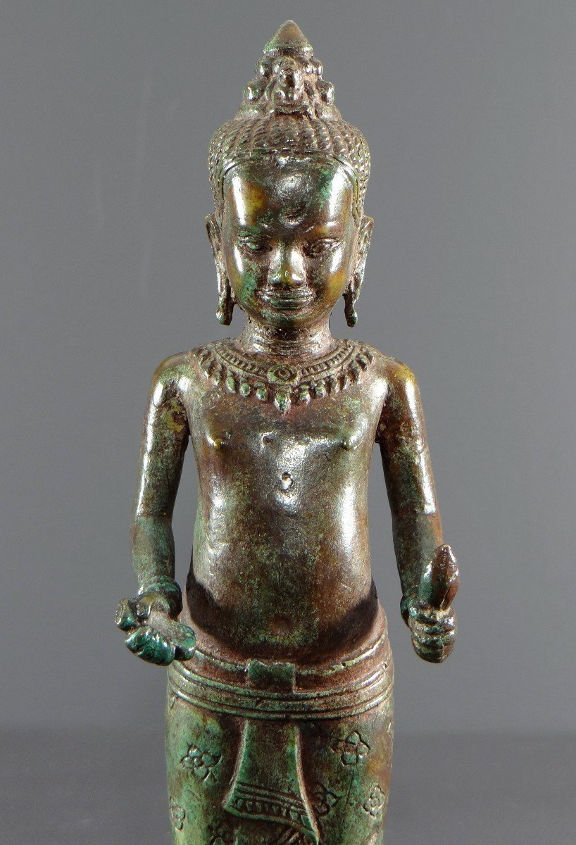 Cambodge, Peuple Khmer, Fin Du XIXème Siècle, Statue De Vishnu (vishnou) En Bronze.-photo-5