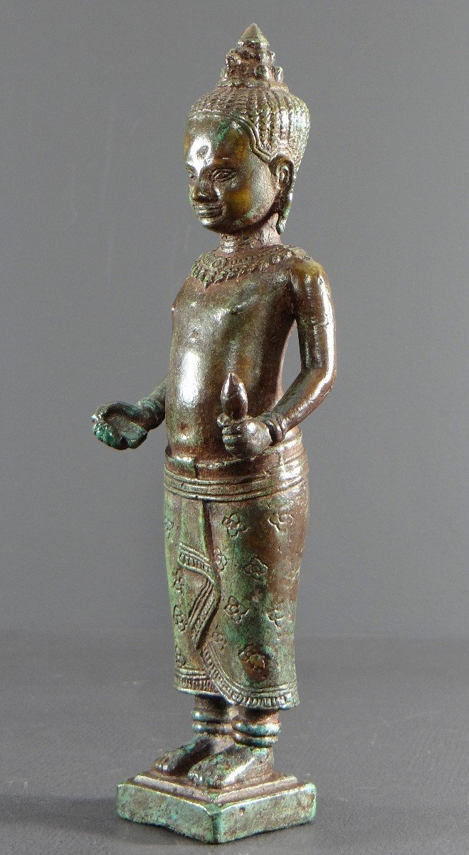 Cambodge, Peuple Khmer, Fin Du XIXème Siècle, Statue De Vishnu (vishnou) En Bronze.-photo-7