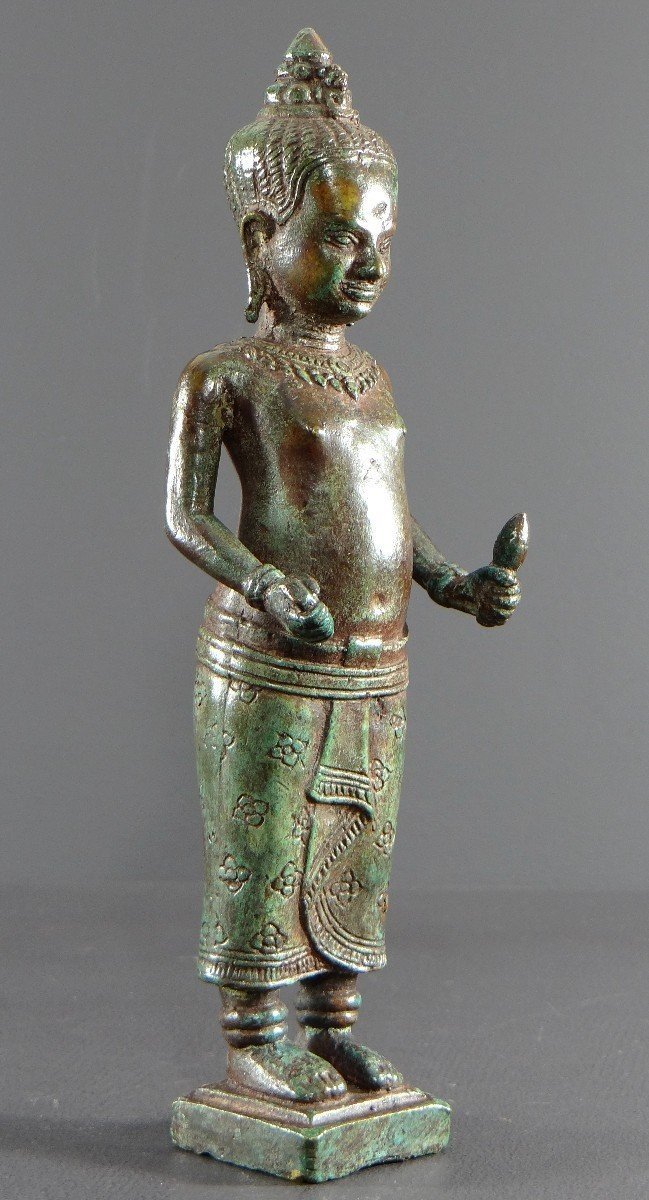 Cambodge, Peuple Khmer, Fin Du XIXème Siècle, Statue De Vishnu (vishnou) En Bronze.