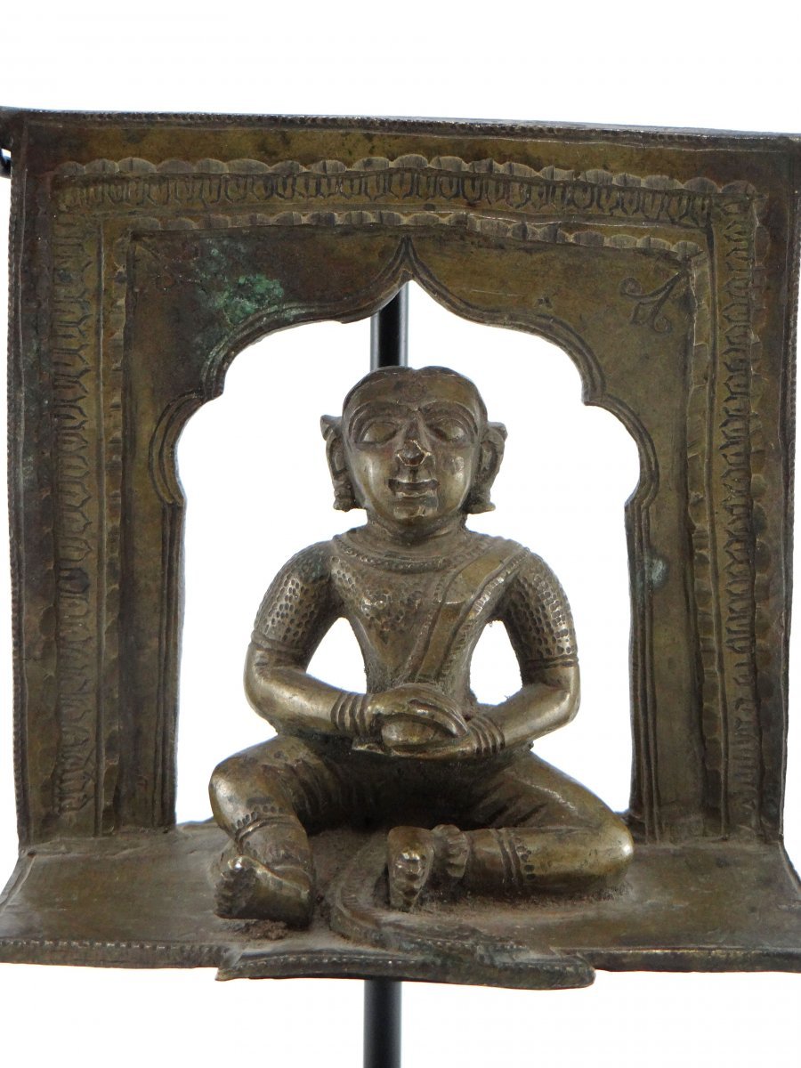 Inde, XIXème Siècle, Petit Autel Hindouiste En Bronze Représentant Une Divinité.-photo-3