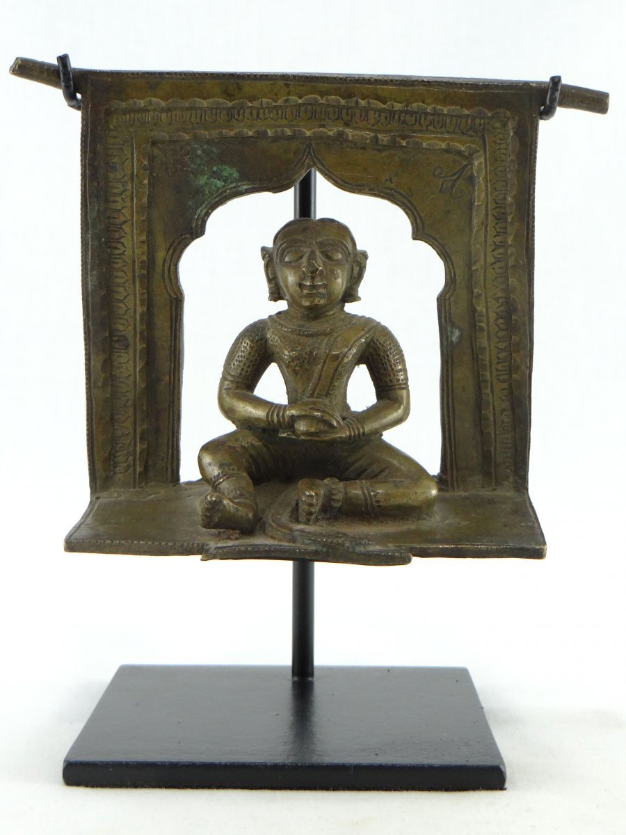 Inde, XIXème Siècle, Petit Autel Hindouiste En Bronze Représentant Une Divinité.-photo-6
