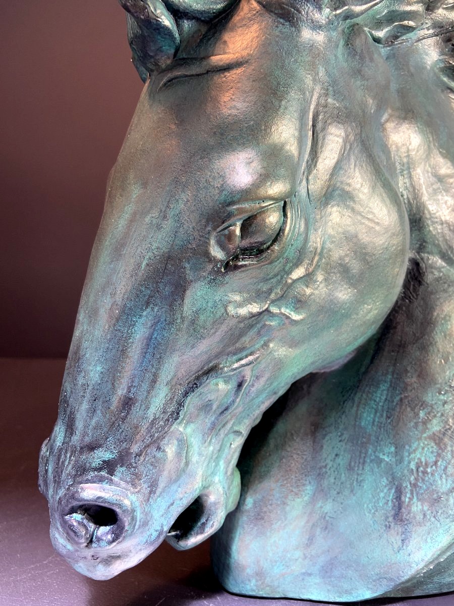 Patinated Plaster Horse Sculpture By James Killian Spratt For Austin Productions, 1978.-photo-2