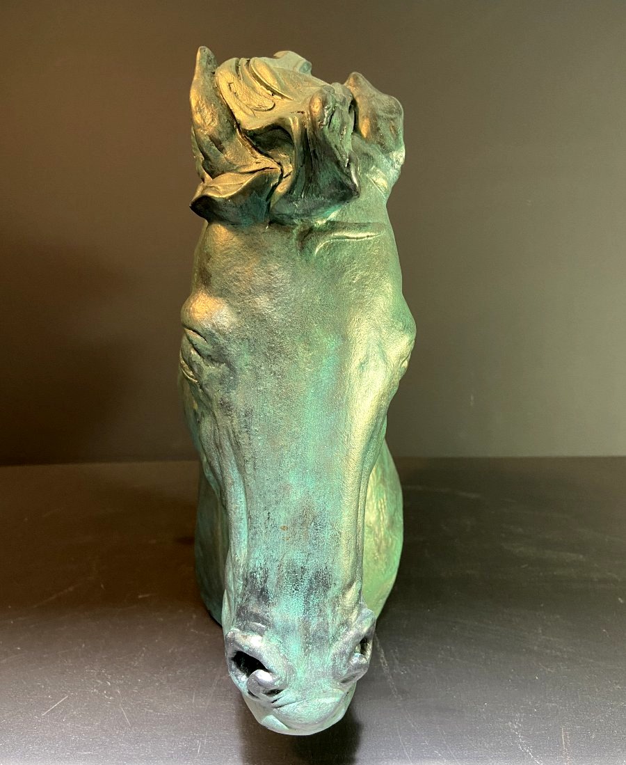 Patinated Plaster Horse Sculpture By James Killian Spratt For Austin Productions, 1978.-photo-3