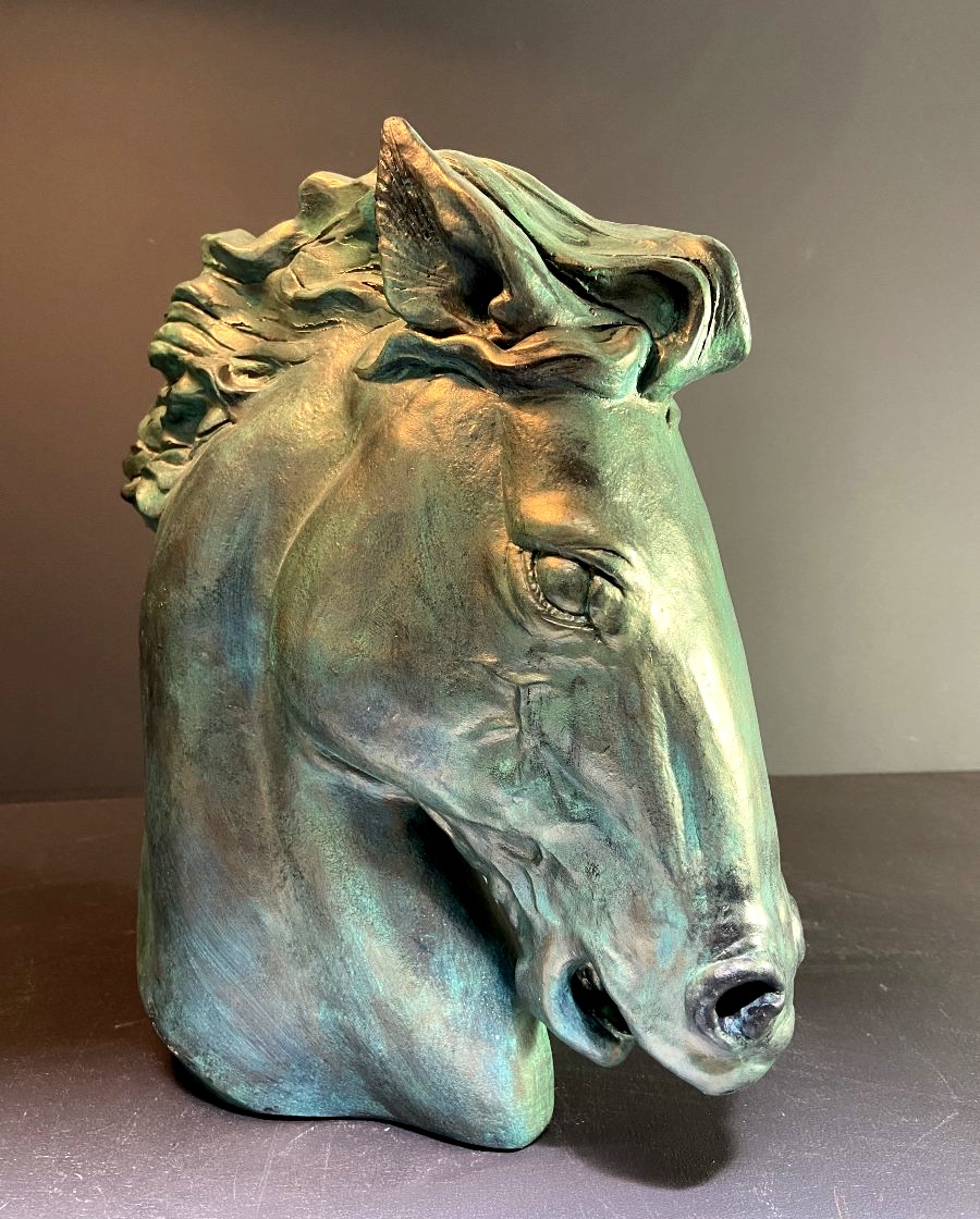 Patinated Plaster Horse Sculpture By James Killian Spratt For Austin Productions, 1978.-photo-4