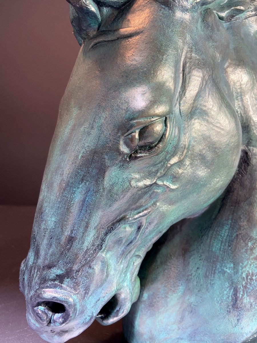 Patinated Plaster Horse Sculpture By James Killian Spratt For Austin Productions, 1978.-photo-2