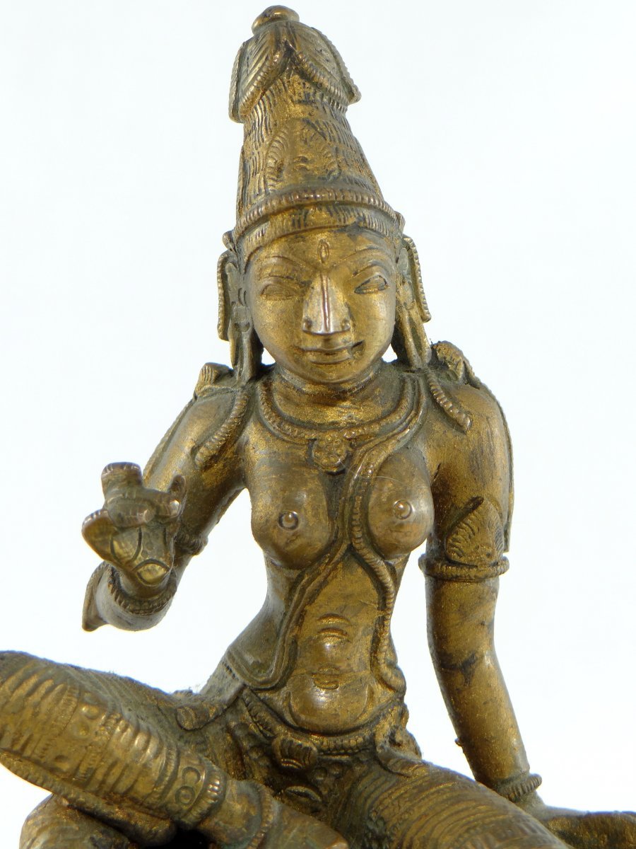 India, Early 20th Century, Bronze Sculpture Of Parvati.-photo-3