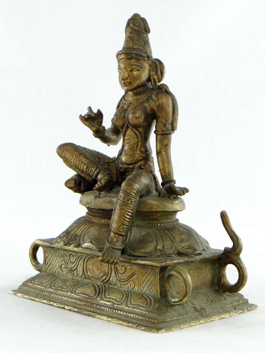 India, Early 20th Century, Bronze Sculpture Of Parvati.-photo-4