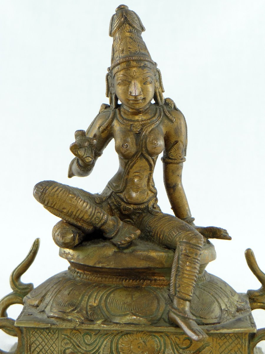 India, Early 20th Century, Bronze Sculpture Of Parvati.-photo-5