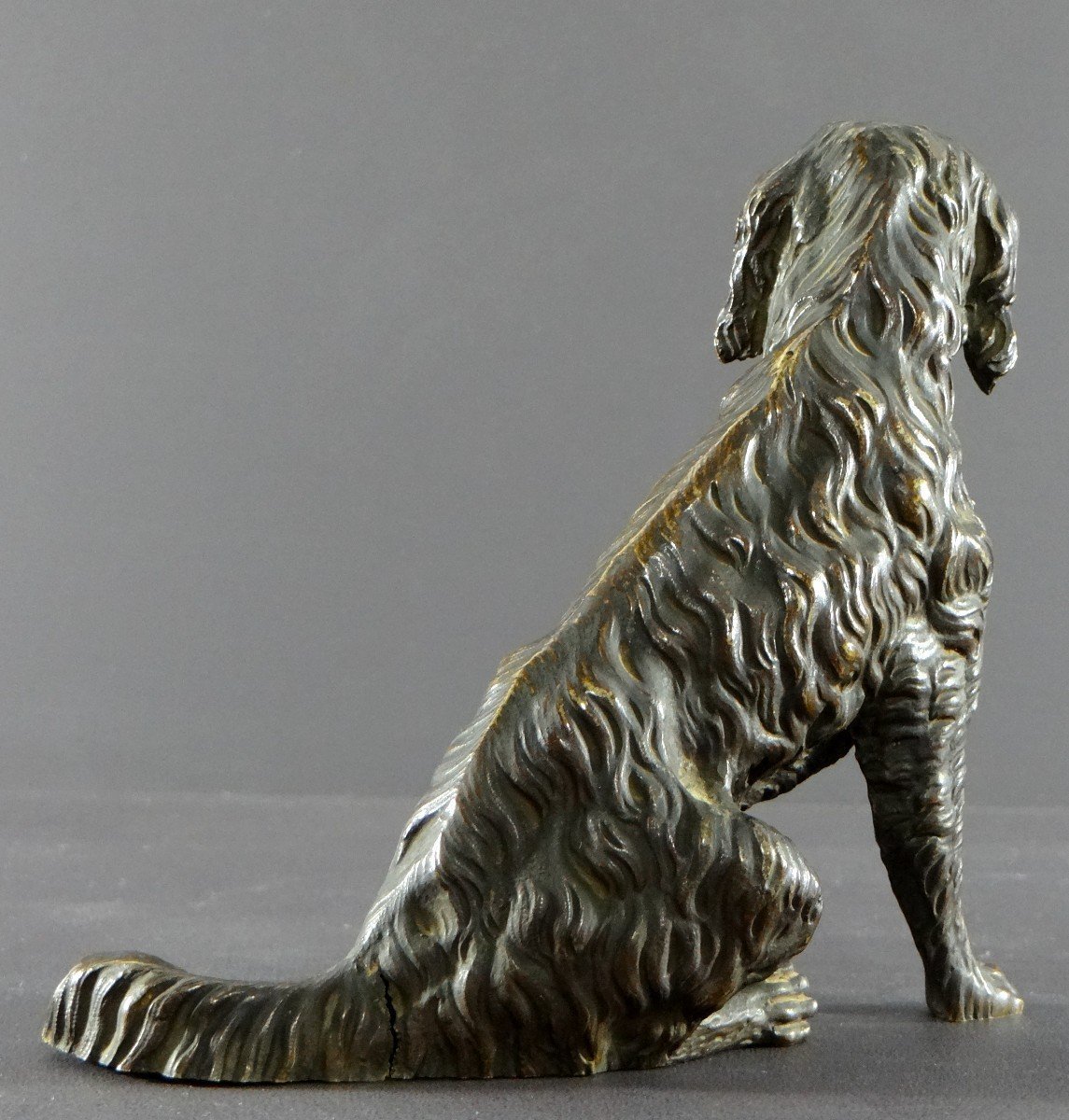 France, Early 20th Century, Bronze Dog Statuette With A Movable Jaw.-photo-1