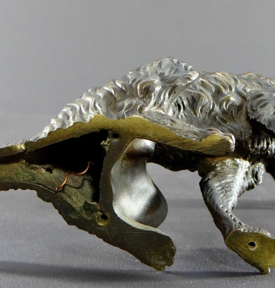 France, Early 20th Century, Bronze Dog Statuette With A Movable Jaw.-photo-3
