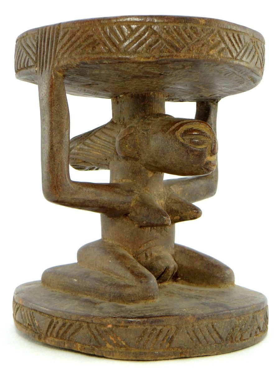 Rép. Dém. Du Congo, Peuple Luba/hemba, Siège Cariatide Bois Sculpté Personnage Féminin.-photo-2