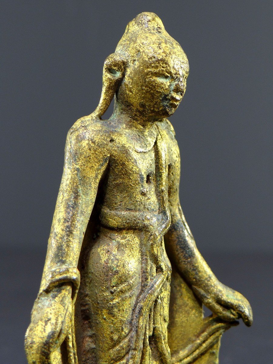 Myanmar, Bagan Region, 18th Century Or Earlier, Bronze Statue Depicting The Buddha.-photo-2