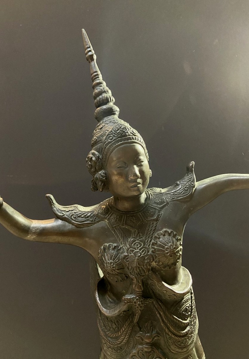 Thailand, Mid-20th Century, Bronze Bust Of A Dancer.-photo-4