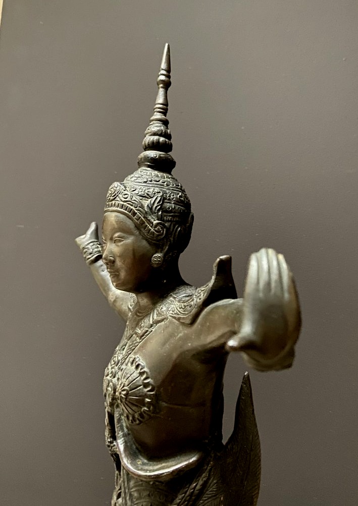 Thailand, Mid-20th Century, Bronze Bust Of A Dancer.-photo-5