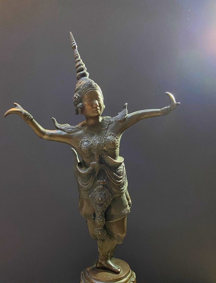 Thailand, Mid-20th Century, Bronze Bust Of A Dancer.