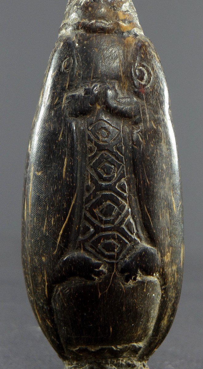 Indonésie, île De Timor, Rare Boîte à Craie (bétel) En Bois Sculpté De Lézards Et d'Un Oiseau.-photo-3