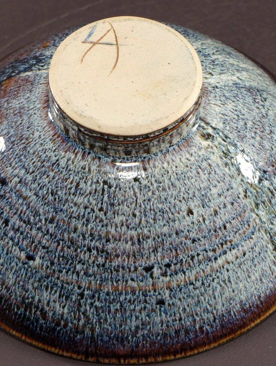 Antonio Lampecco (1932–2019), Ceramic Bowl Decorated With Blue-and-brown Monotone Glazes-photo-2