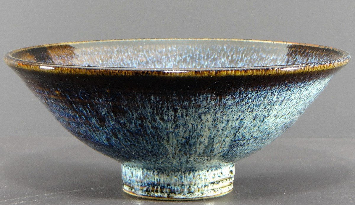 Antonio Lampecco (1932–2019), Ceramic Bowl Decorated With Blue-and-brown Monotone Glazes