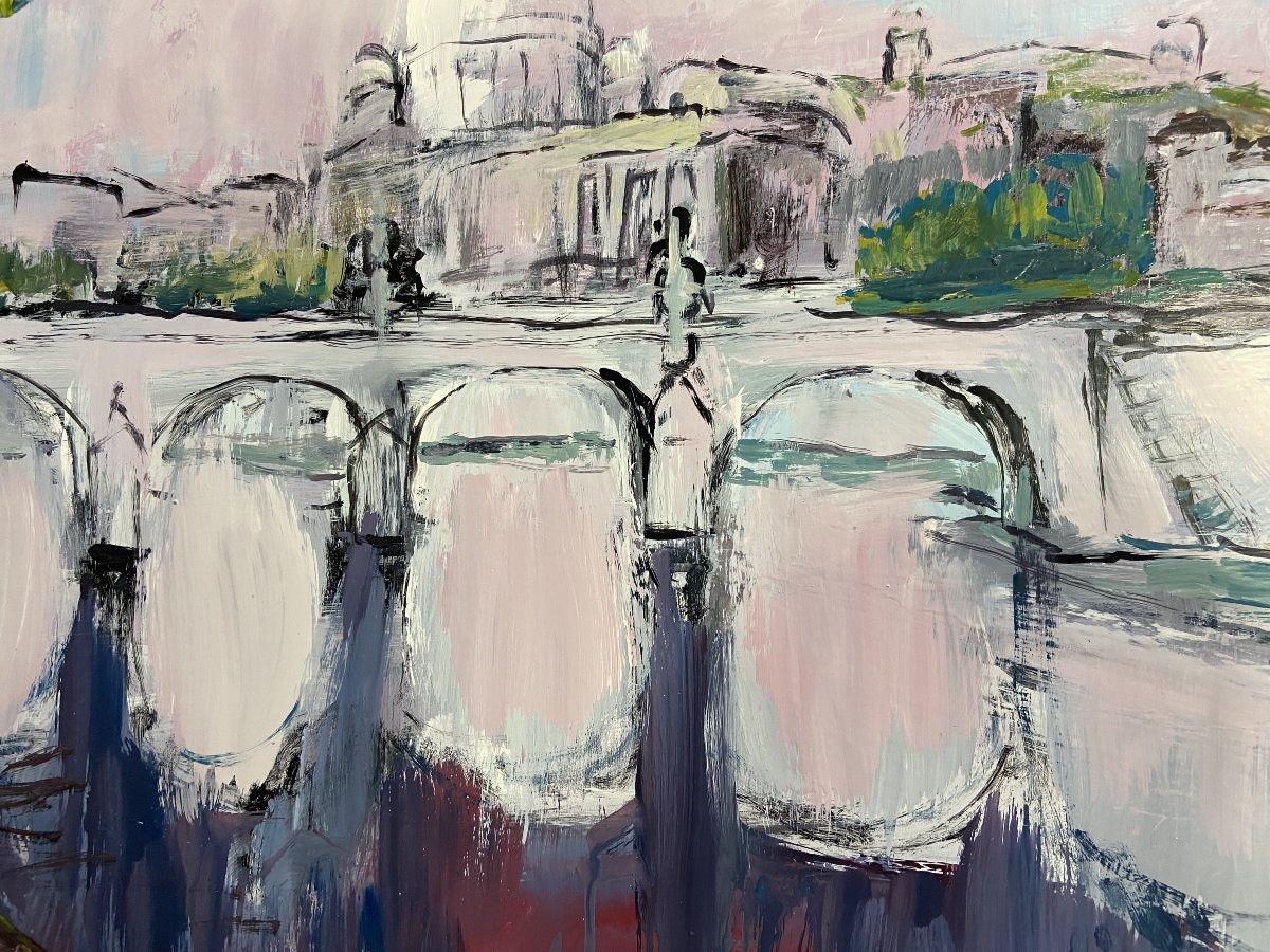 Mario Bonamici (1912–2002), Painting: View Of The Sant'angelo Bridge In Rome-photo-1