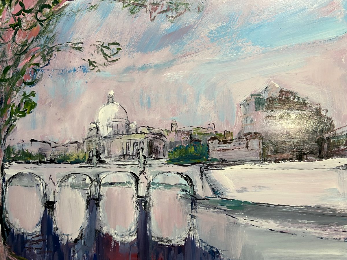 Mario Bonamici (1912–2002), Painting: View Of The Sant'angelo Bridge In Rome