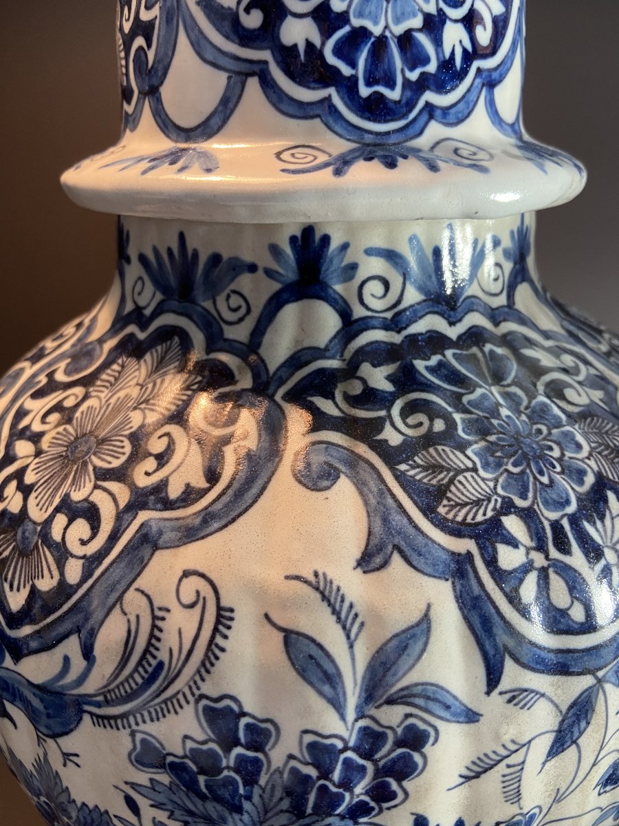 Early 20th Century, A Pair Of Vases From The Delft Manufactory With Floral Decoration.-photo-1