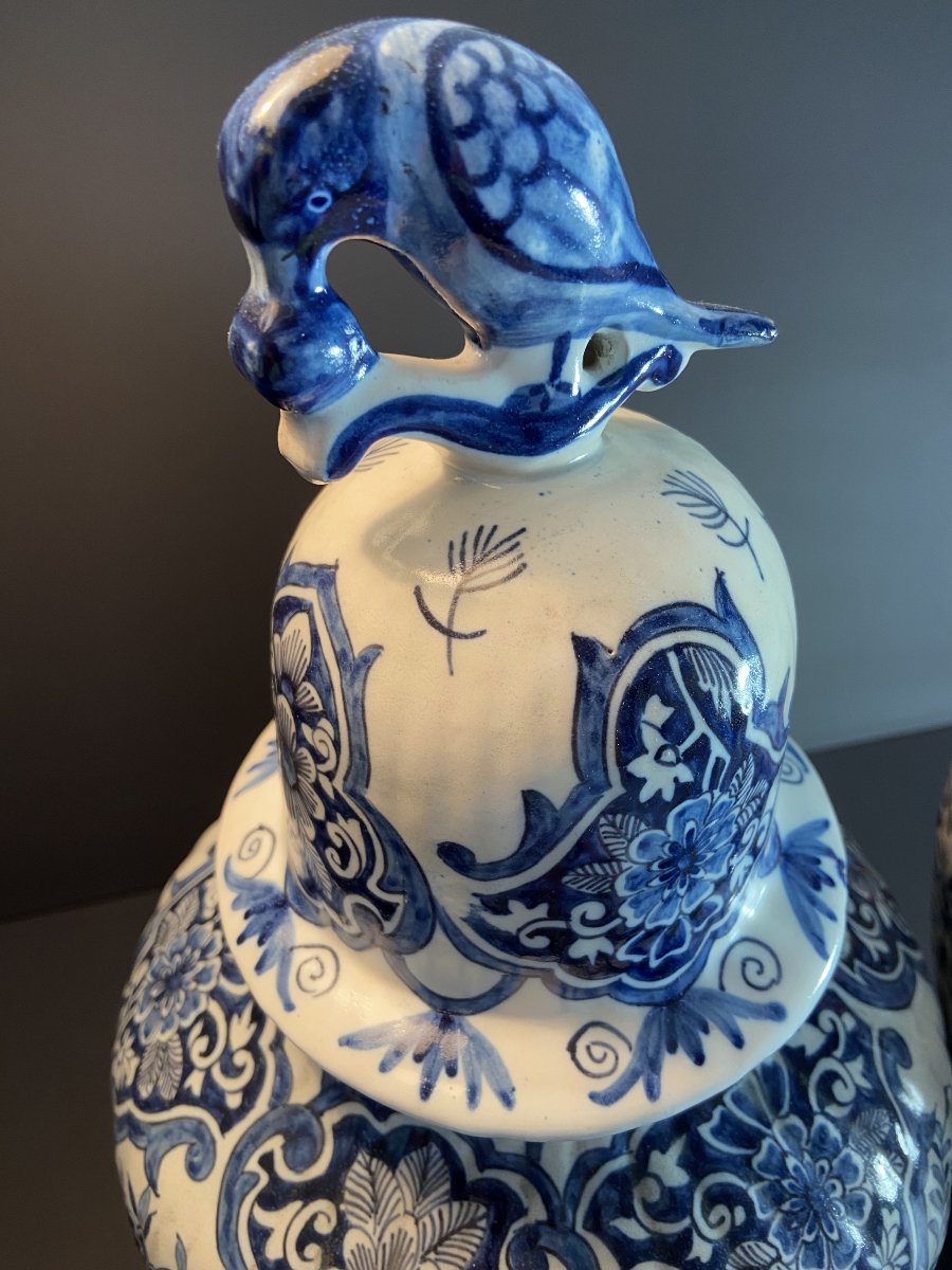 Early 20th Century, A Pair Of Vases From The Delft Manufactory With Floral Decoration.-photo-5