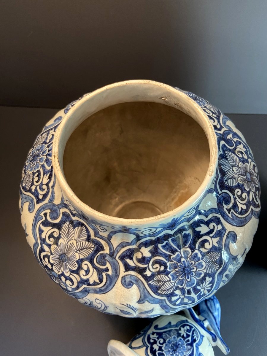 Early 20th Century, A Pair Of Vases From The Delft Manufactory With Floral Decoration.-photo-6
