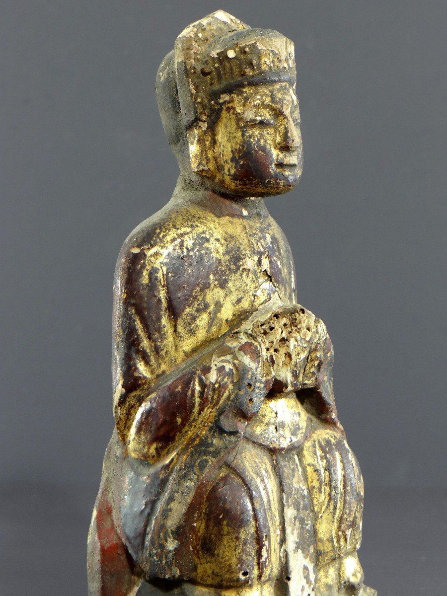 Chine, Fin Dynastie Ming, Début Dynastie Qing, Statue Taoïste Juge Des Enfers.-photo-2