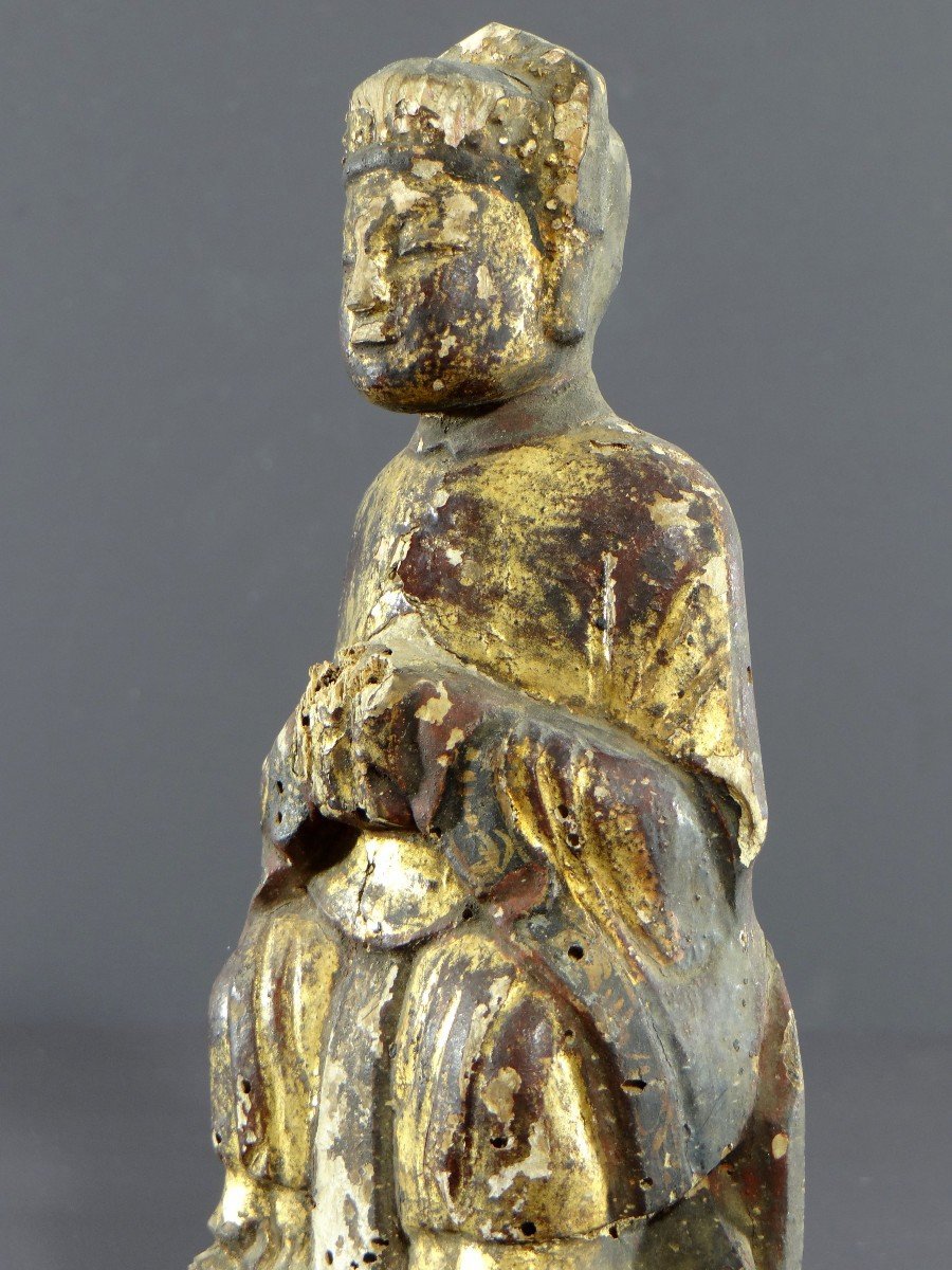 Chine, Fin Dynastie Ming, Début Dynastie Qing, Statue Taoïste Juge Des Enfers.-photo-1