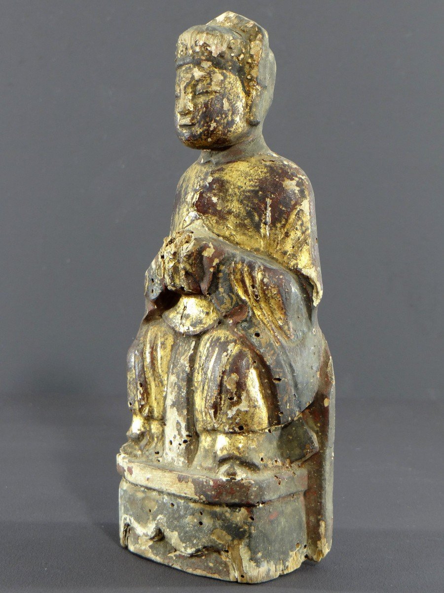 Chine, Fin Dynastie Ming, Début Dynastie Qing, Statue Taoïste Juge Des Enfers.-photo-2