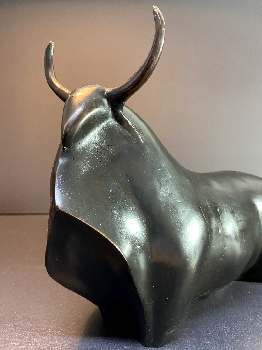 Netherlands, Bronze Medal Depicting A Bull With Clean, Simple Lines.-photo-4