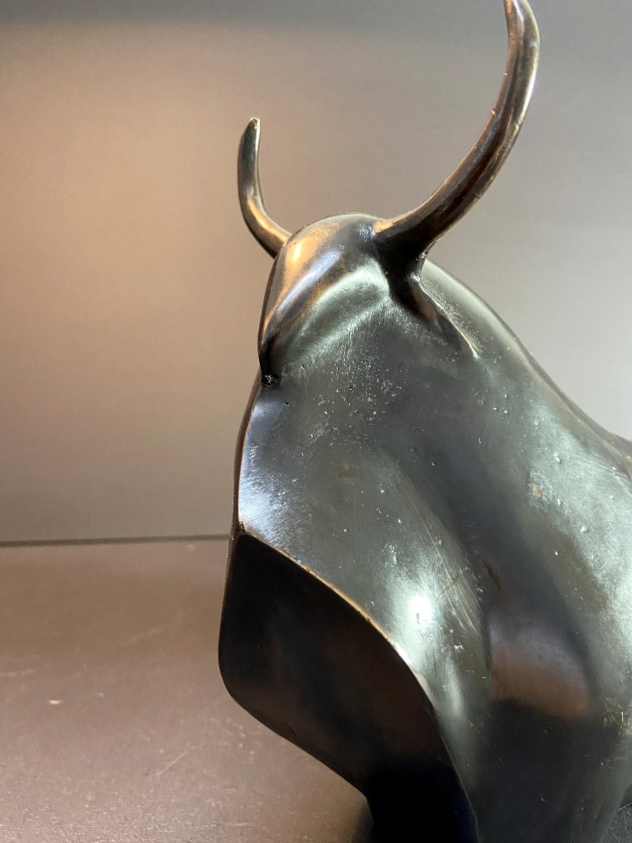 Netherlands, Bronze Medal Depicting A Bull With Clean, Simple Lines.-photo-3