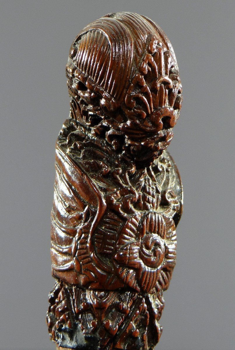 Indonésie, île De Bali, Fin Du XIXème-début Du XXème Siècle, Manche De Kris En Bois Sculpté.-photo-2