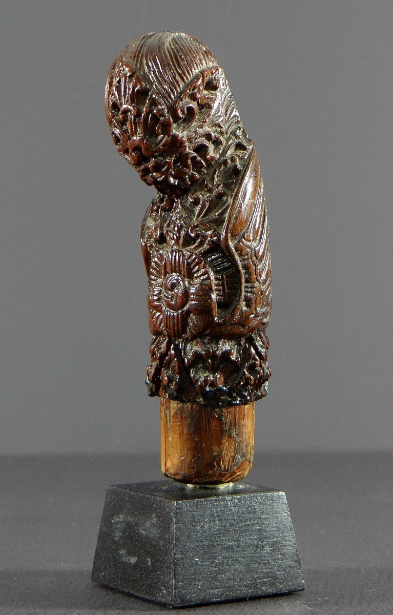 Indonésie, île De Bali, Fin Du XIXème-début Du XXème Siècle, Manche De Kris En Bois Sculpté.-photo-3