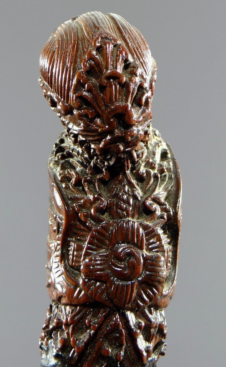Indonésie, île De Bali, Fin Du XIXème-début Du XXème Siècle, Manche De Kris En Bois Sculpté.-photo-2