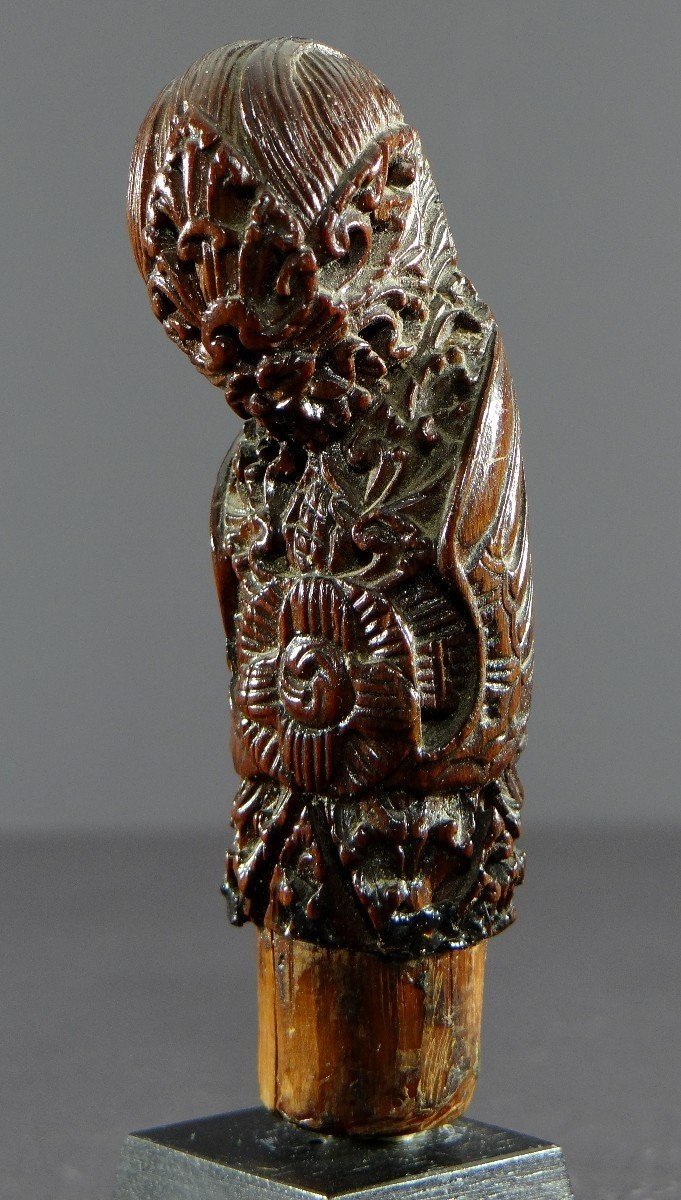Indonésie, île De Bali, Fin Du XIXème-début Du XXème Siècle, Manche De Kris En Bois Sculpté.-photo-3
