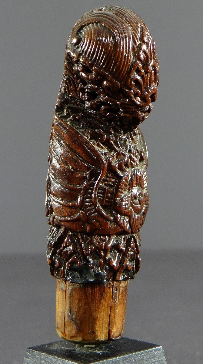 Indonésie, île De Bali, Fin Du XIXème-début Du XXème Siècle, Manche De Kris En Bois Sculpté.-photo-5
