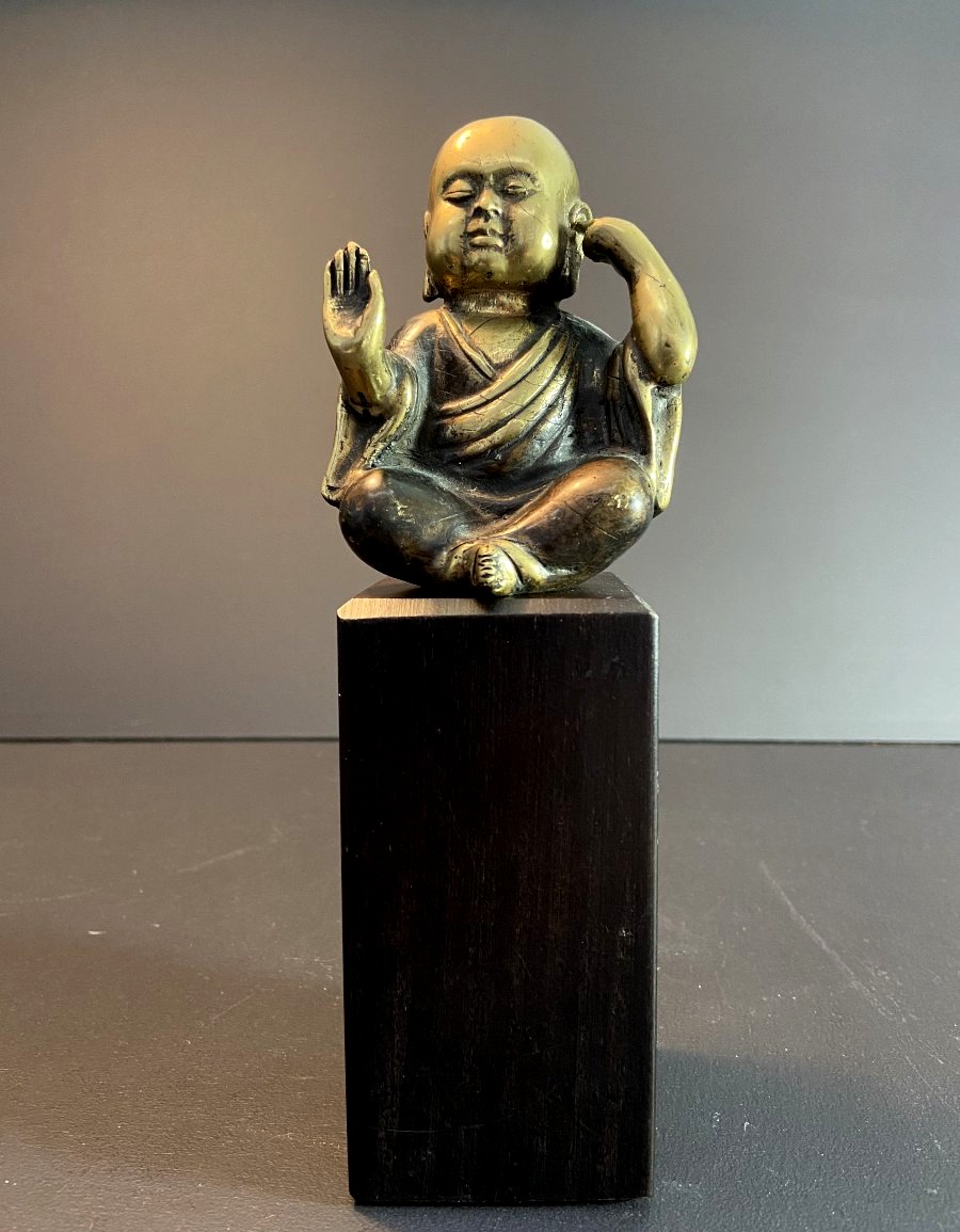 China, Mid-20th Century; A Copper Alloy Sculpture Depicting A Buddhist Monk.-photo-2