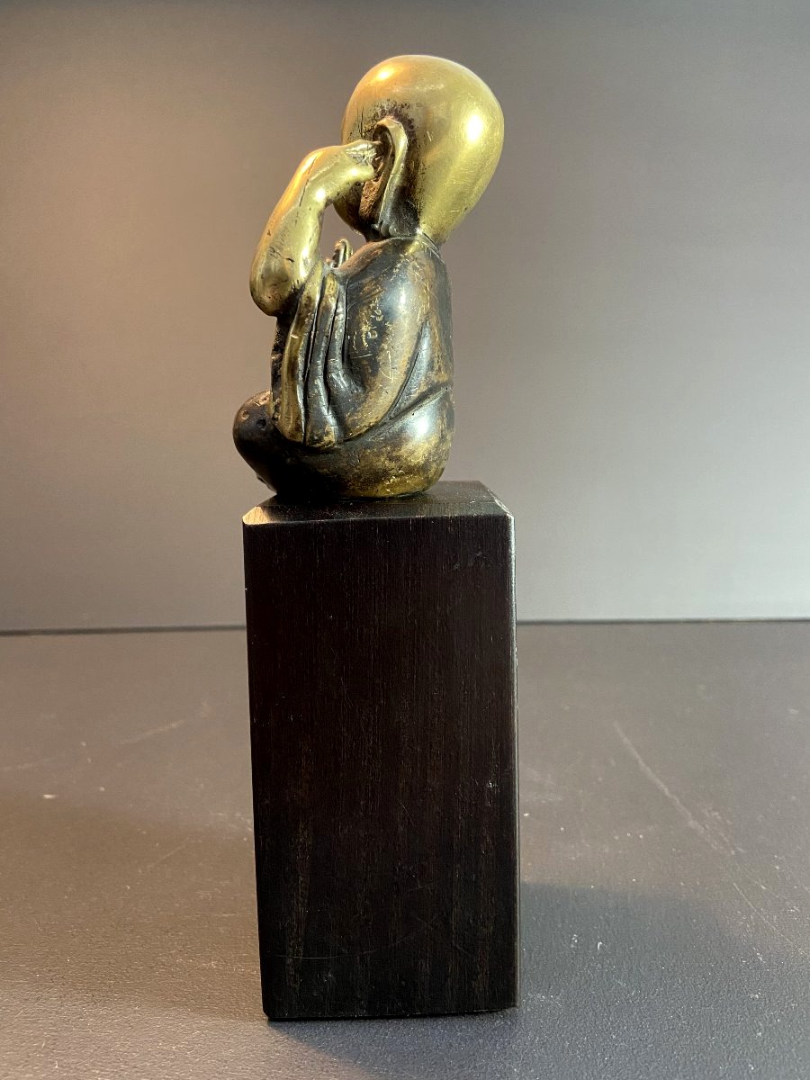 China, Mid-20th Century; A Copper Alloy Sculpture Depicting A Buddhist Monk.-photo-3