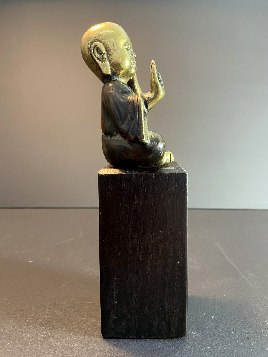 China, Mid-20th Century; A Copper Alloy Sculpture Depicting A Buddhist Monk.-photo-5